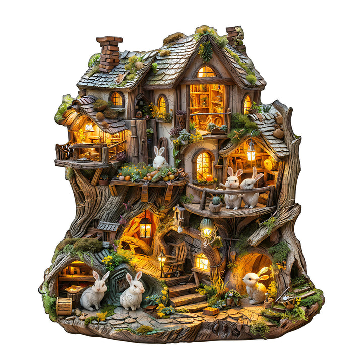 Rabbit's Tree House  Wooden Jigsaw Puzzle