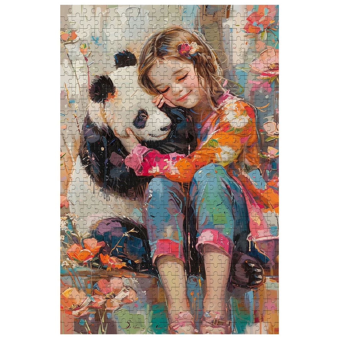 Panda and Girl 500 / 1000 Piece Puzzle - By Woodbests