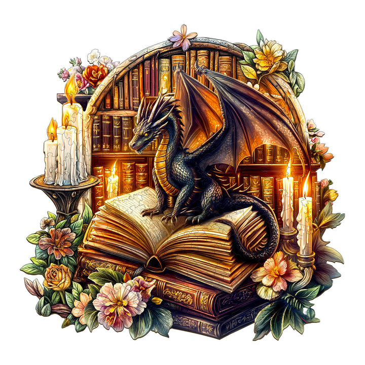 Dragon's Library-3 Wooden Jigsaw Puzzle - Woodbests