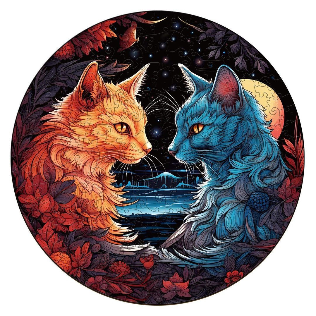 Yin Yang Cat-2 Wooden Jigsaw Puzzle-Woodbests
