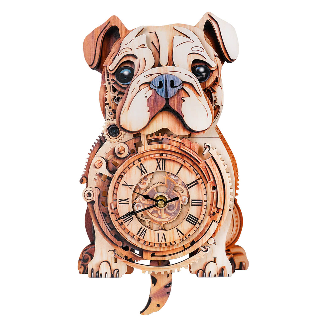 Bulldog - 3D Holzuhr Puzzle Bastelset