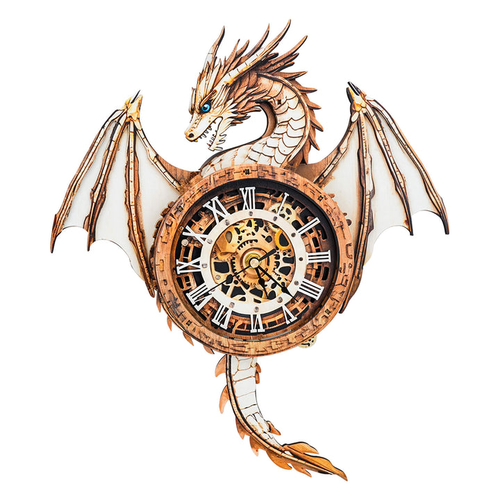 Antiker Drachen - 3D Holzuhr Puzzle Bastelset