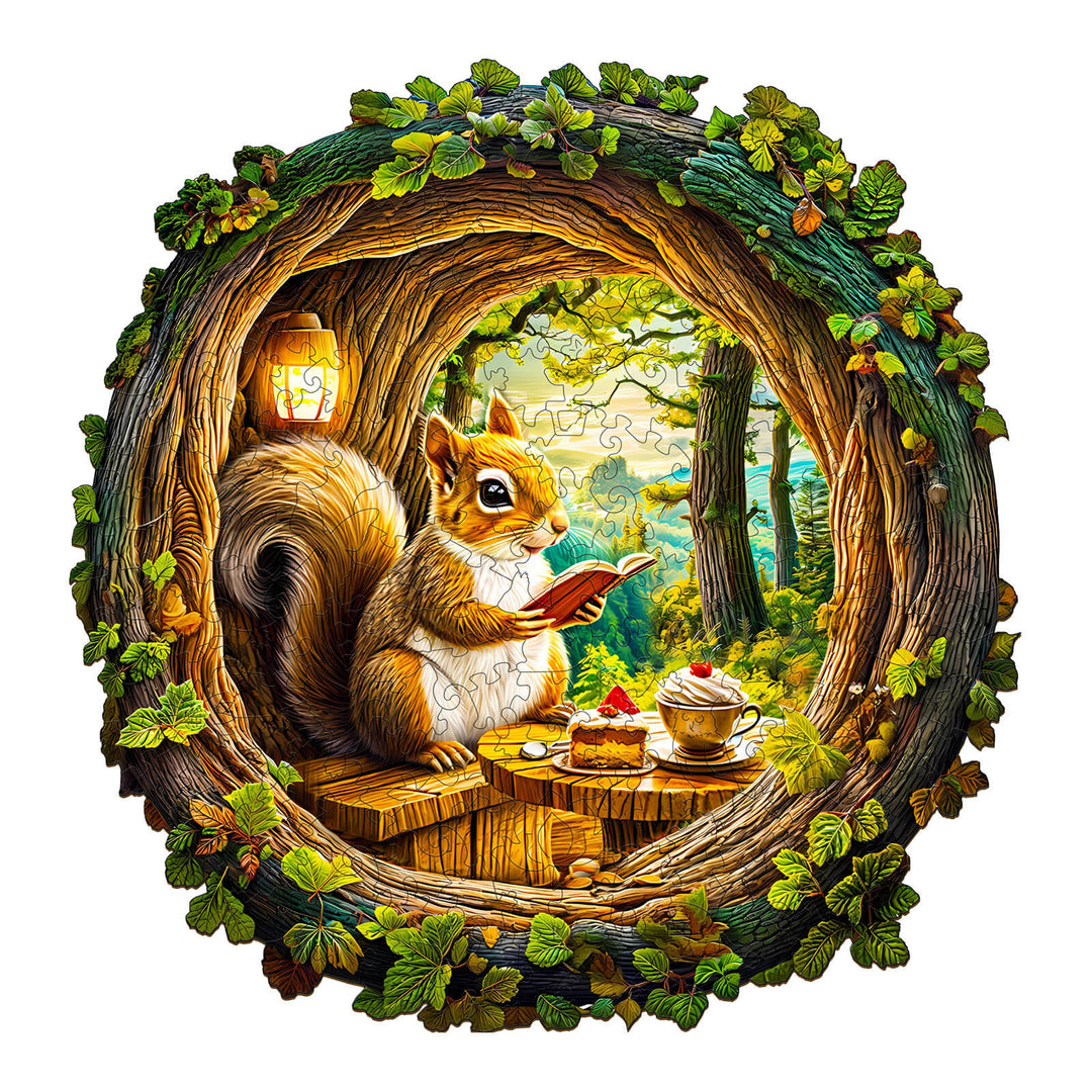 3D Squirrel in The Cave-1 Wooden Jigsaw Puzzle - By Woodbests