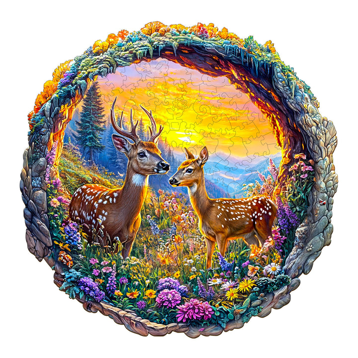 3D Deer among Flowers Wooden Jigsaw Puzzle - By Woodbests