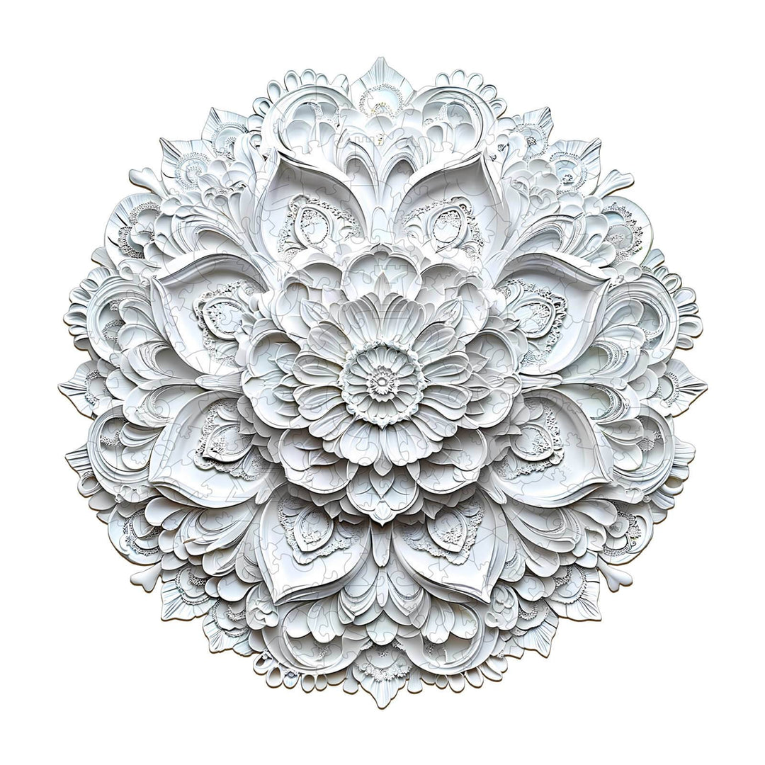 3D Paper Mandala-2 wooden jigsaw puzzle featuring intricate floral designs for enhanced focus and mind engagement.