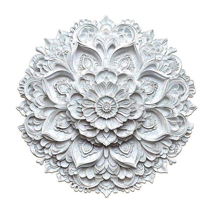 3D Paper Mandala-2 wooden jigsaw puzzle featuring intricate floral designs for enhanced focus and mind engagement.
