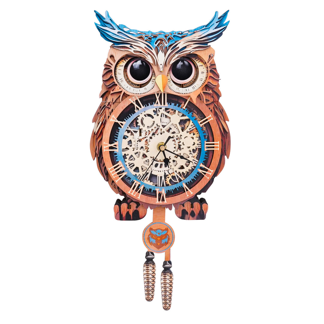 Eulen - 3D Holzuhr Puzzle Bastelset