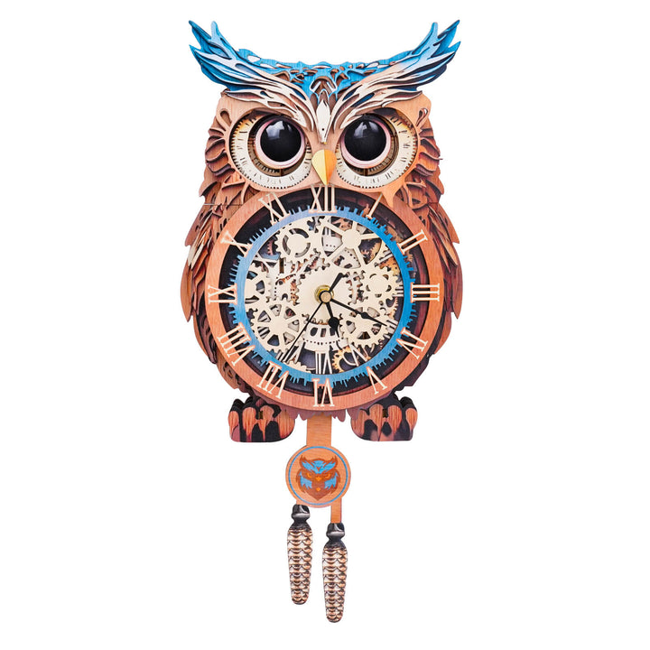 Eulen - 3D Holzuhr Puzzle Bastelset