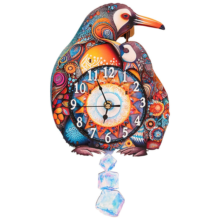 Eltern-Kind Pinguine - 3D Holzuhr Puzzle Bastelset