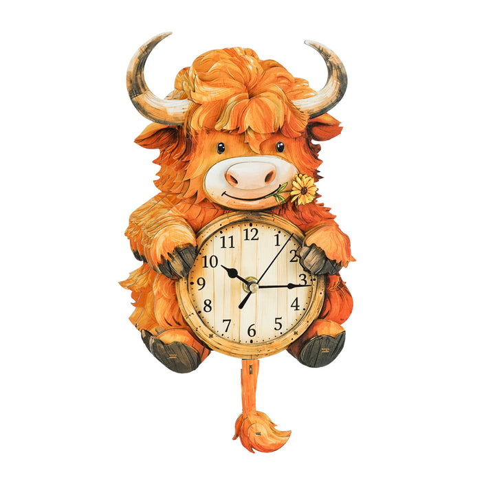 Hochlandrinder – 3D Holzuhr Puzzle Bastelset