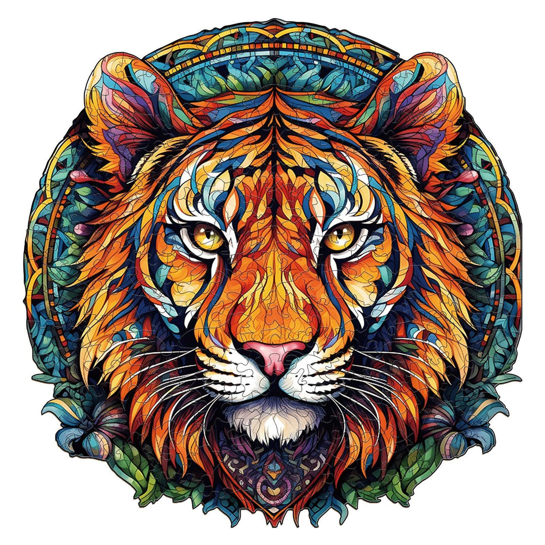 Mandala Tiger Wooden Jigsaw Puzzle-Woodbests