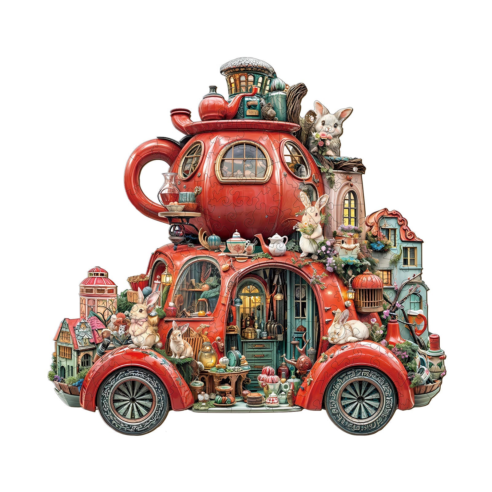 Teetassen-Schweberabbit Holzpuzzle