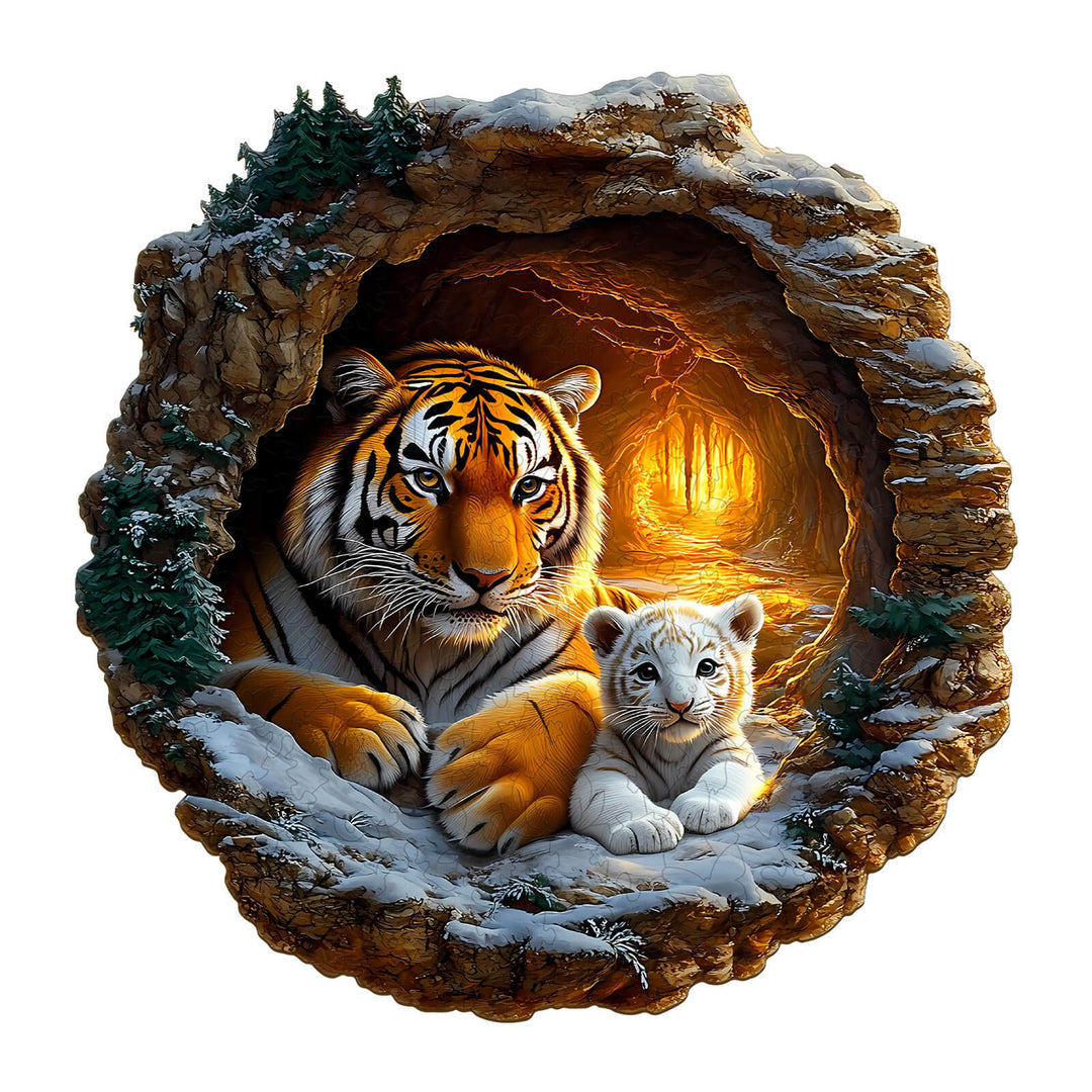 3D Tiger Family-2 Wooden Jigsaw Puzzle - Woodbests