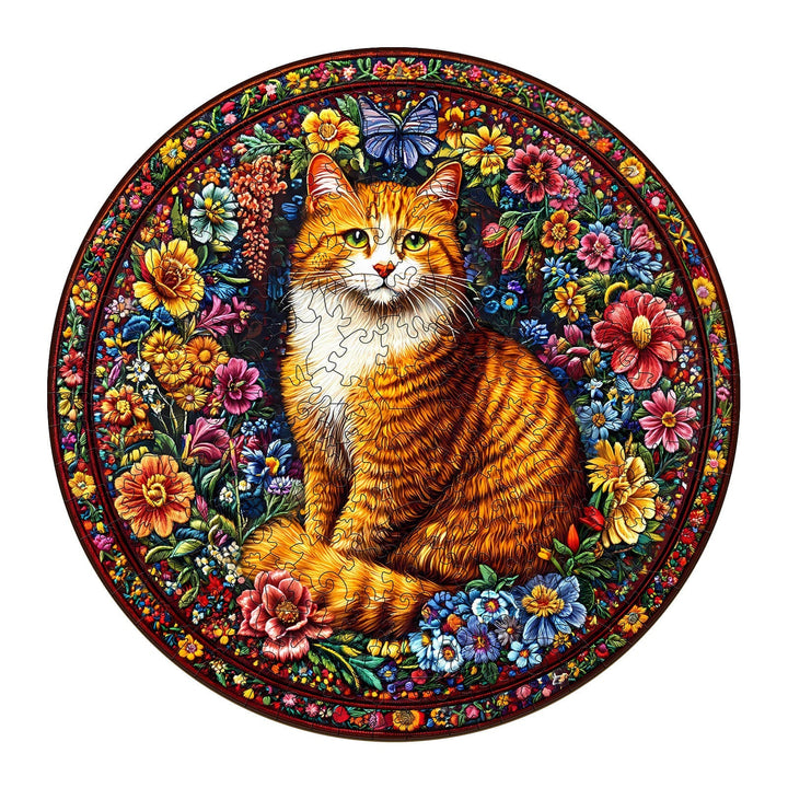 Blumen-Katzen Holzpuzzle