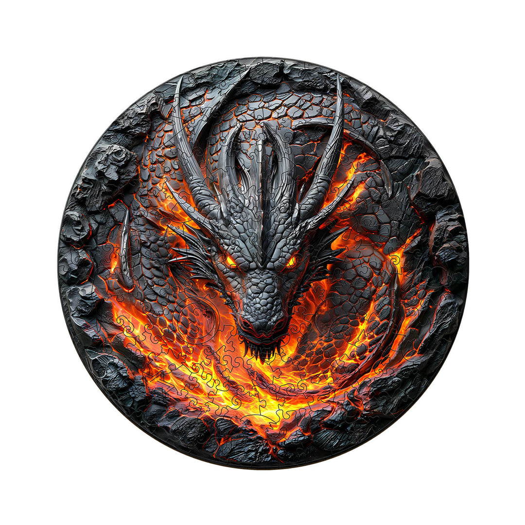 3D flame wall dragon Wooden Jigsaw Puzzle
