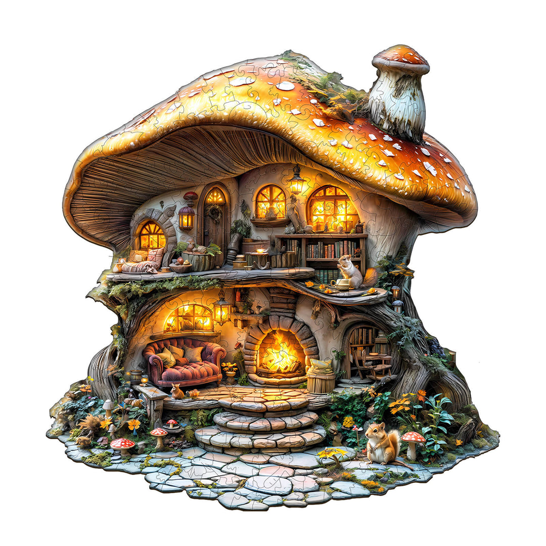 mushroom house Wooden Jigsaw Puzzle