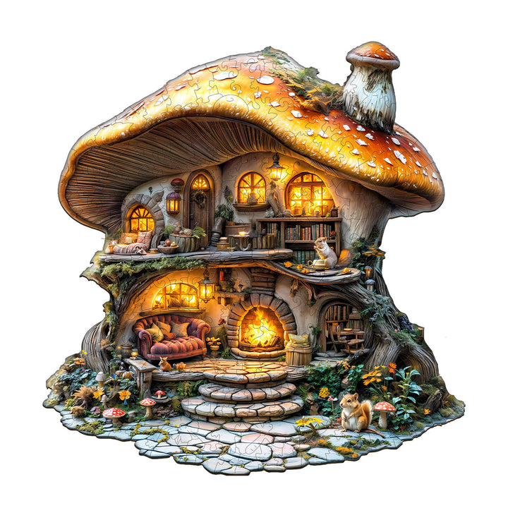 mushroom house Wooden Jigsaw Puzzle