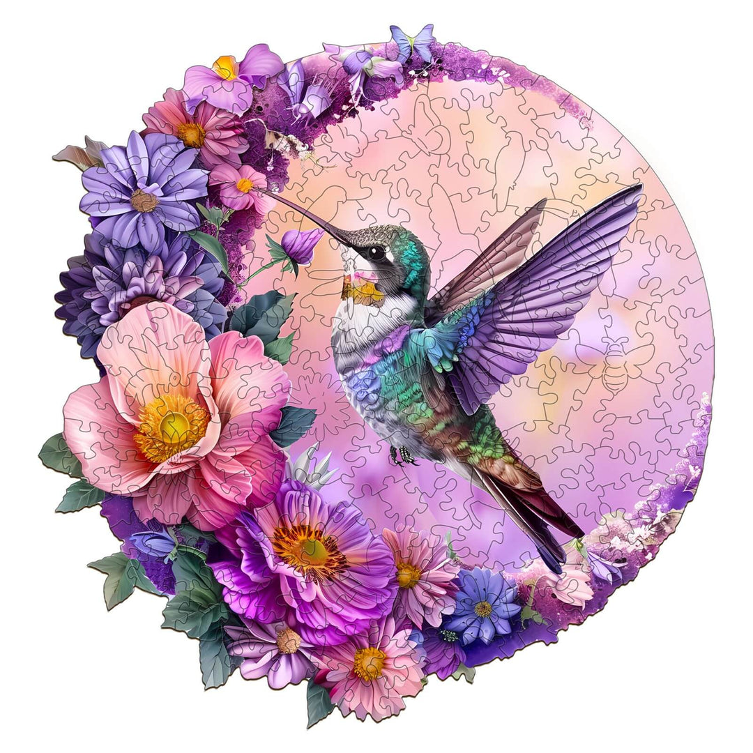 Hummingbird and Moon Wooden Jigsaw Puzzle - By Woodbests