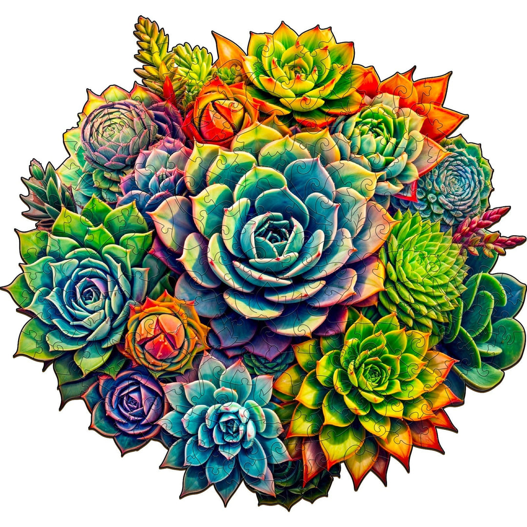 Succulent Plants-3 Wooden Jigsaw Puzzle - Woodbests
