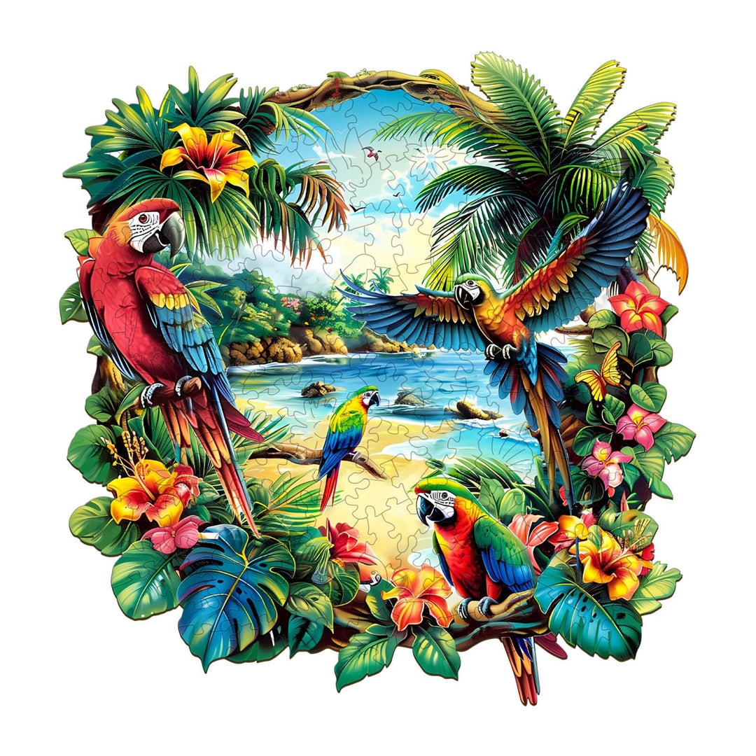 Tropical Parrot Wooden Jigsaw Puzzle - By Woodbests