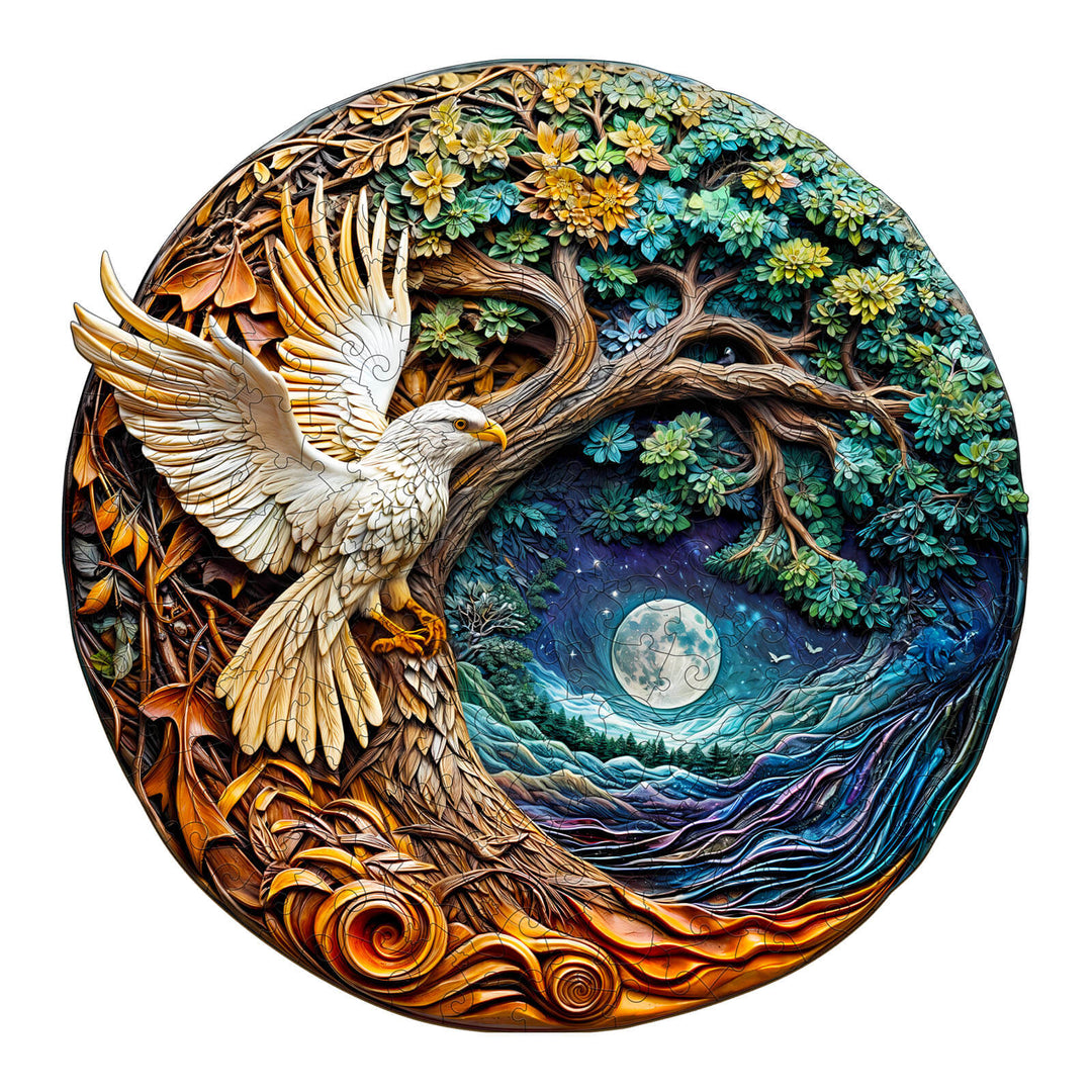 3D White Eagle-1 Wooden Jigsaw Puzzle - Woodbests