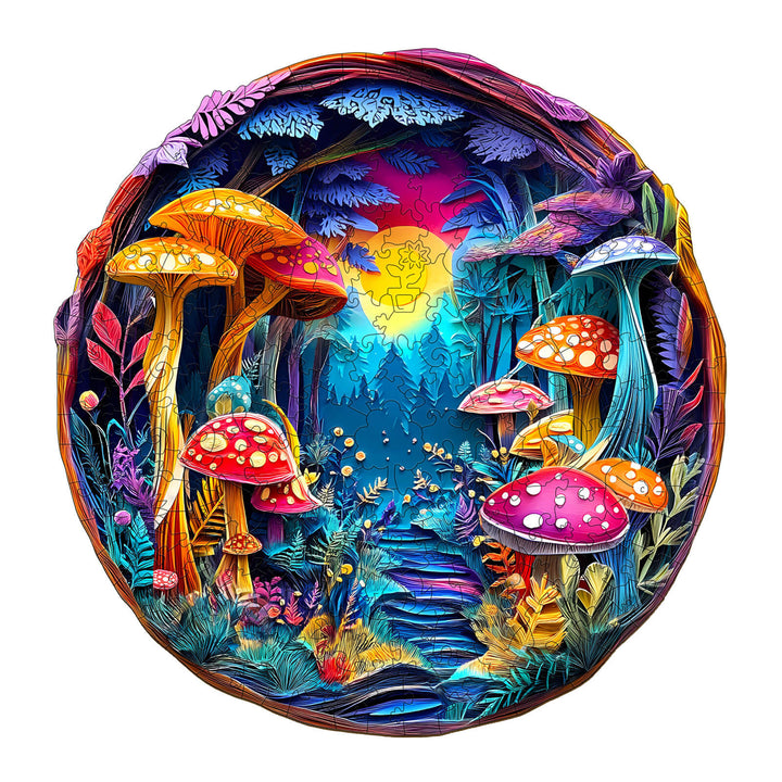 3D Colorful Paper Sculpture Mushroom Wooden Jigsaw Puzzle - By Woodbests