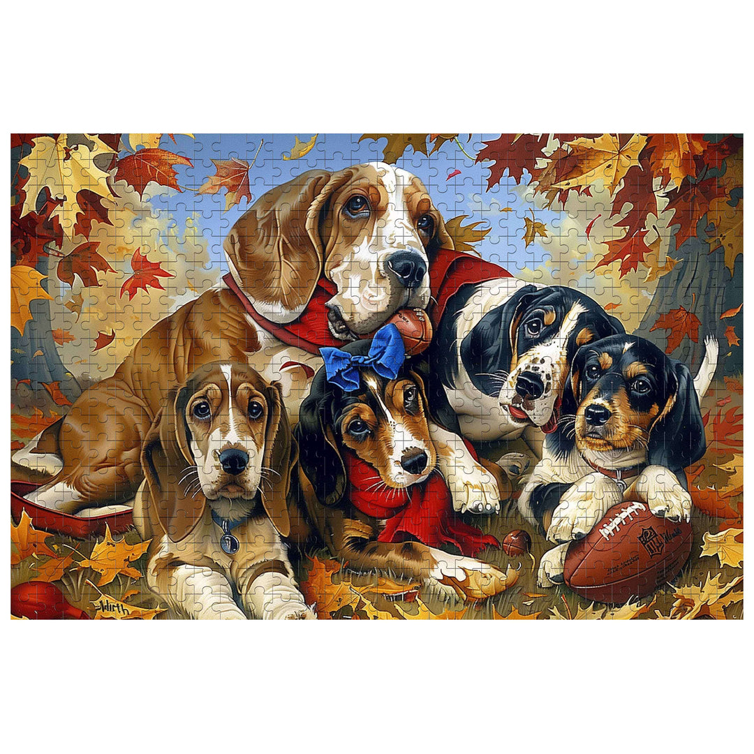 Basset Hound Family 500 / 1000 Piece Puzzle - By Woodbests