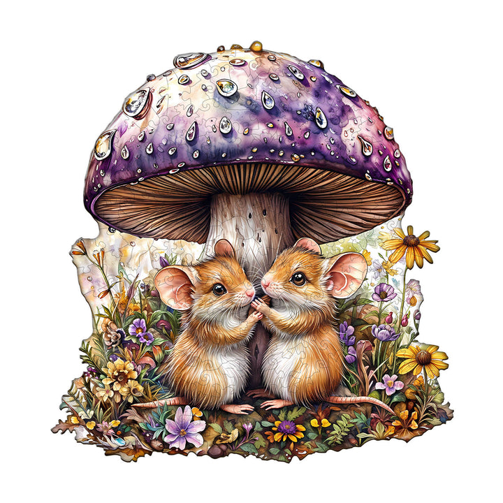 Mäuse und Pilze Holzpuzzle