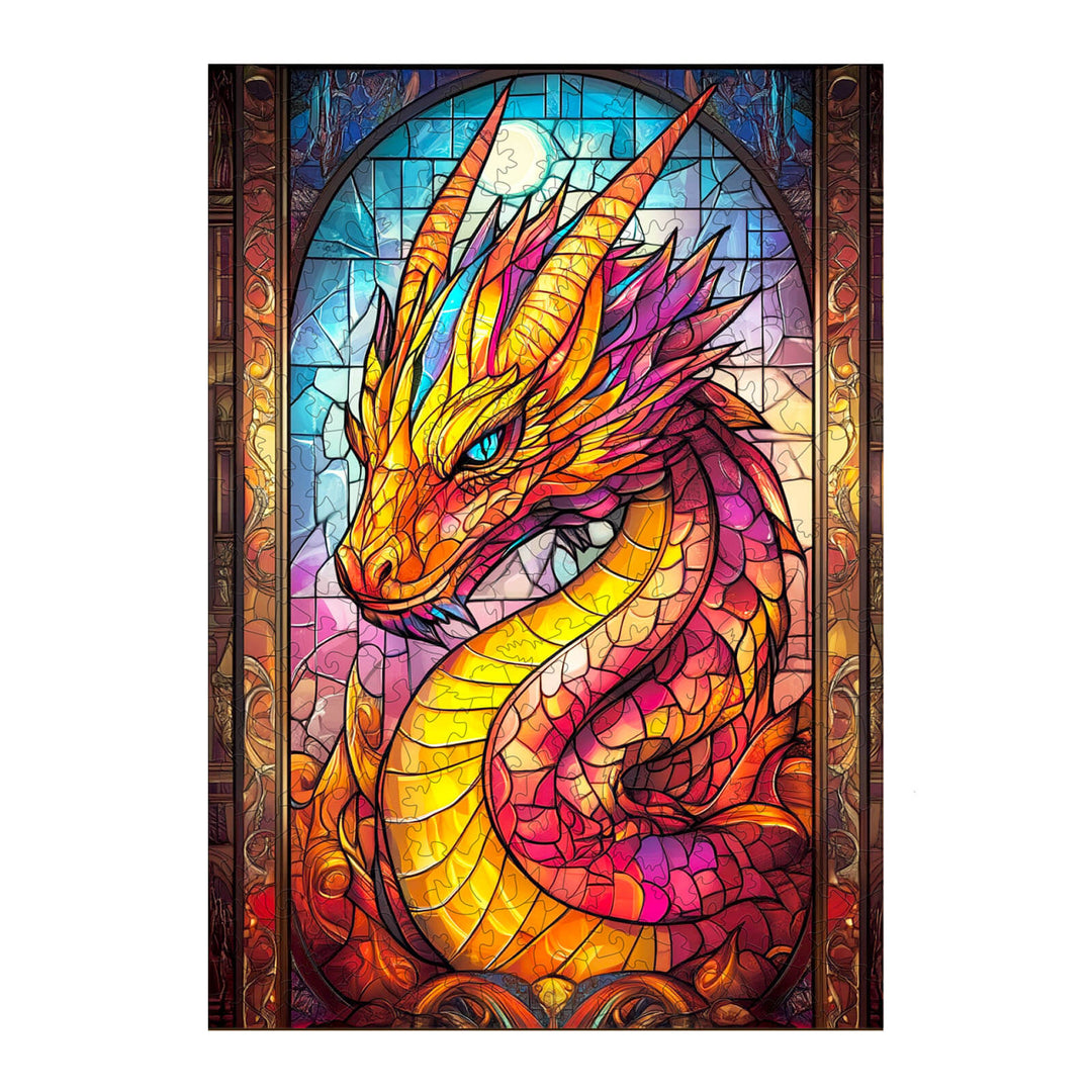 Stained Glass Dragon Wooden Jigsaw Puzzle - By Woodbests
