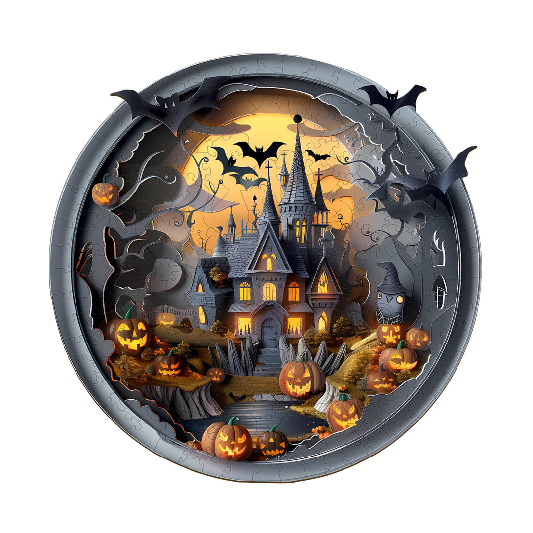 3D Halloween Castle-3 Wooden Jigsaw Puzzle - Woodbests