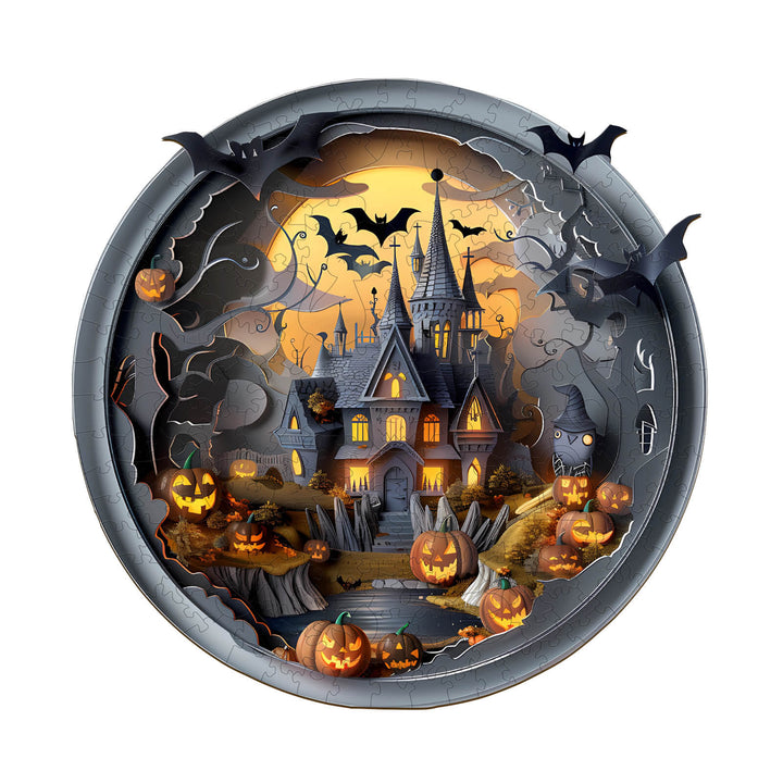 3D Halloween Castle-3 Wooden Jigsaw Puzzle - Woodbests