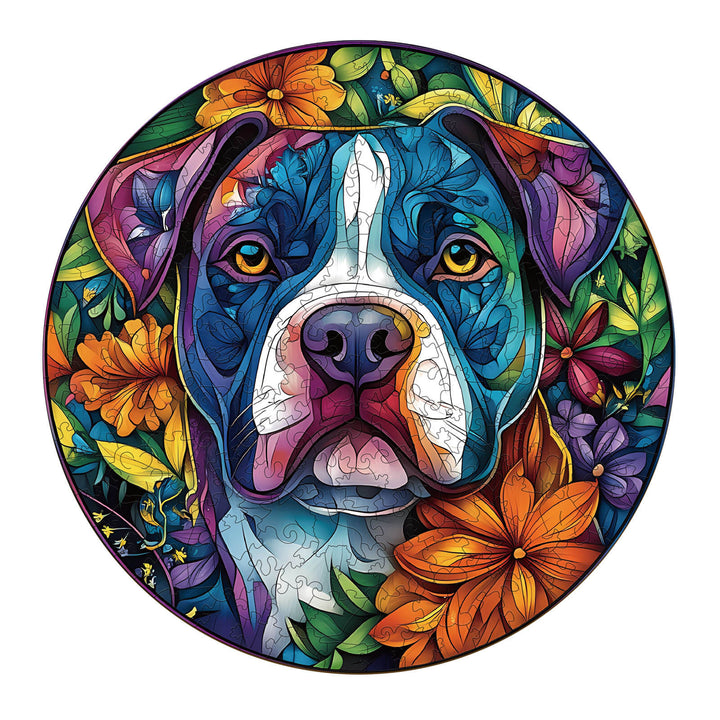 Blühende Treue-Hund Holzpuzzle
