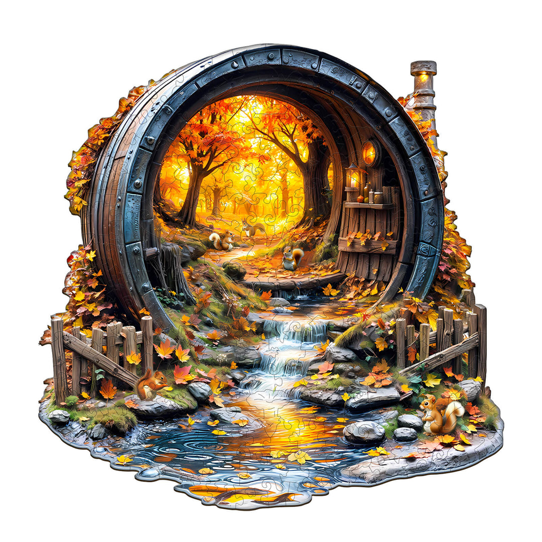 Barrel of Autumn Wooden Jigsaw Puzzle