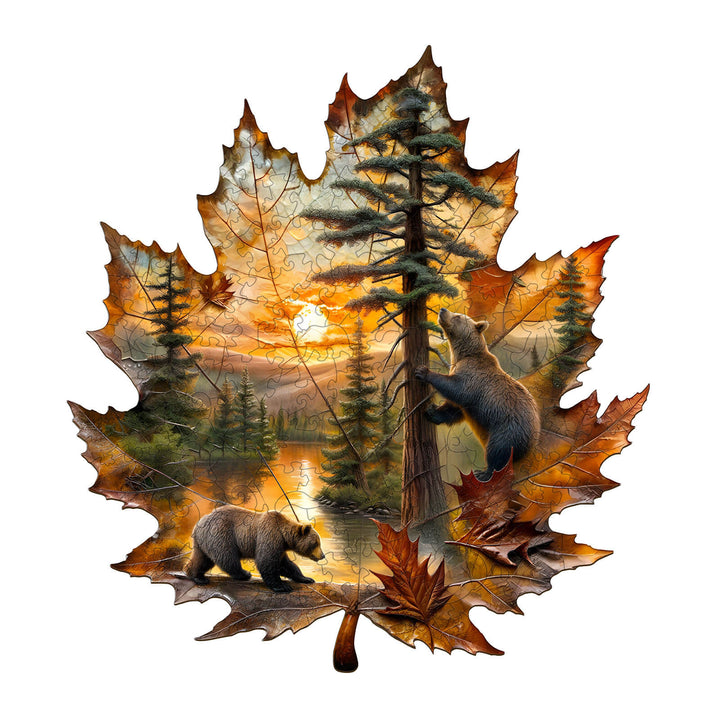 Braunbär im Herbst Holzpuzzle