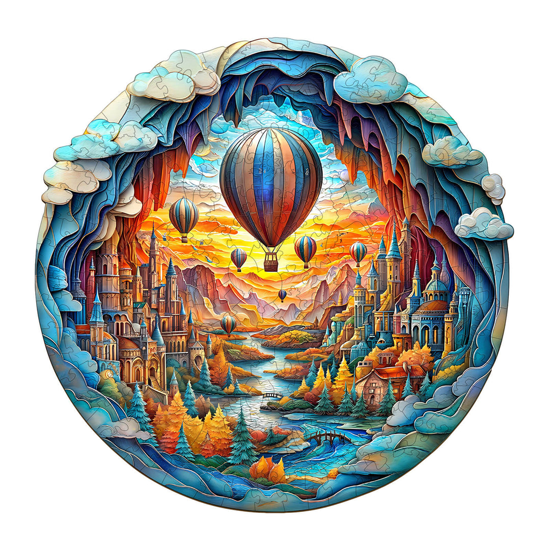 3D Luftballon-Stadt Holzpuzzle