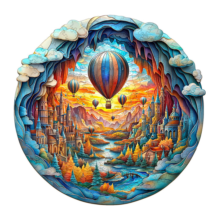 3D Luftballon-Stadt Holzpuzzle