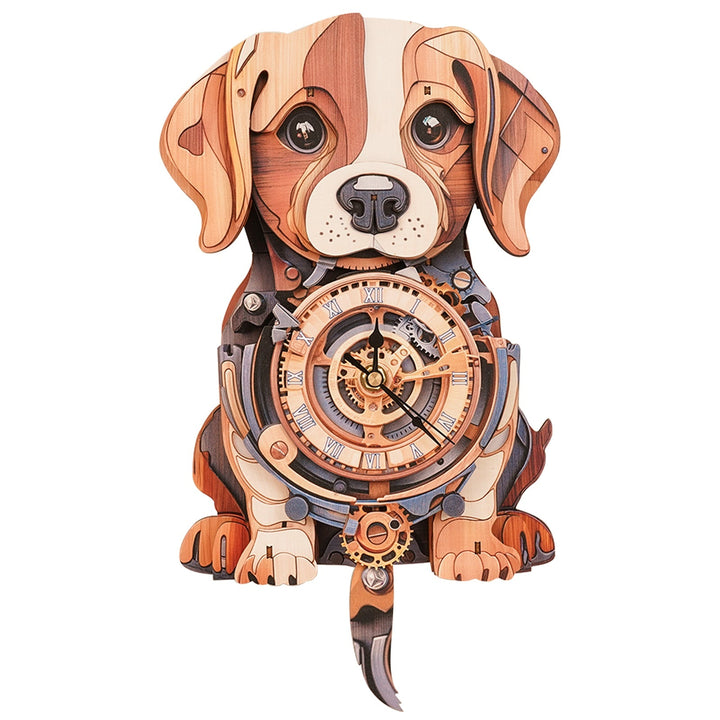 Niedlicher Beagle - 3D Holzuhr Puzzle Bastelset