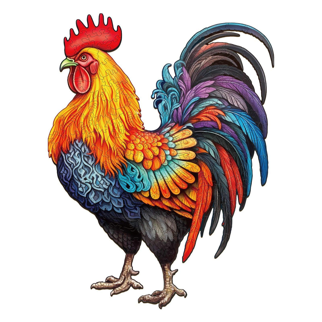 Spirited Rooster 2 Wooden Jigsaw Puzzle-Woodbests