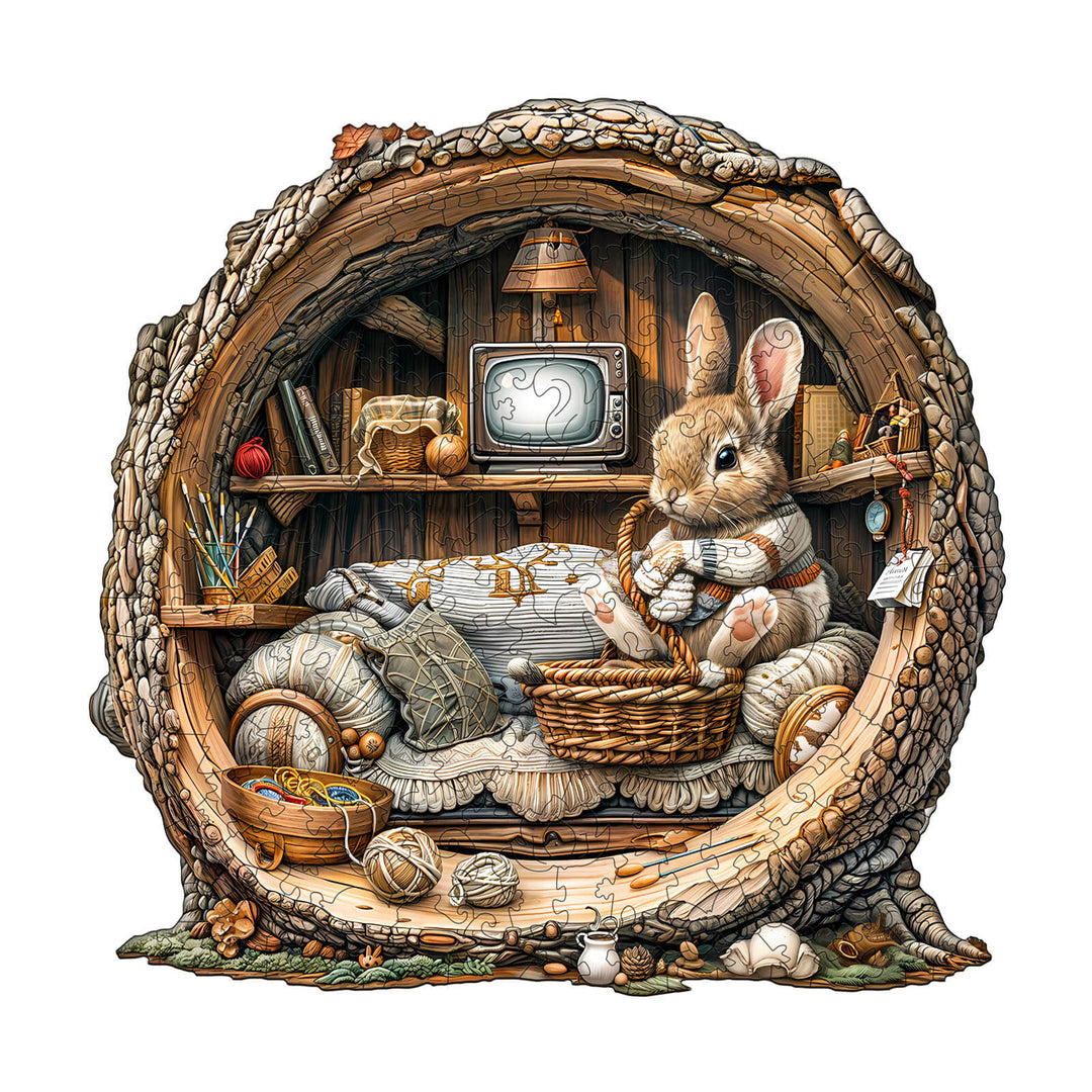 Tree Hole Rabbit Wooden Jigsaw Puzzle