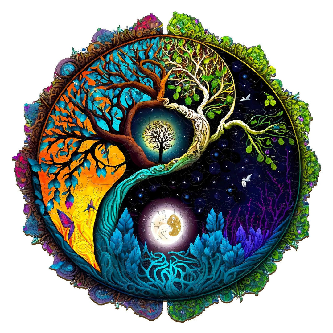 Yin Yang & Tree of Life - 4 Wooden Jigsaw Puzzle-Woodbests