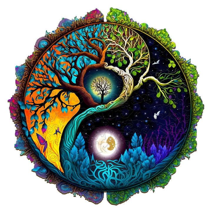 Yin Yang & Tree of Life - 4 Wooden Jigsaw Puzzle-Woodbests