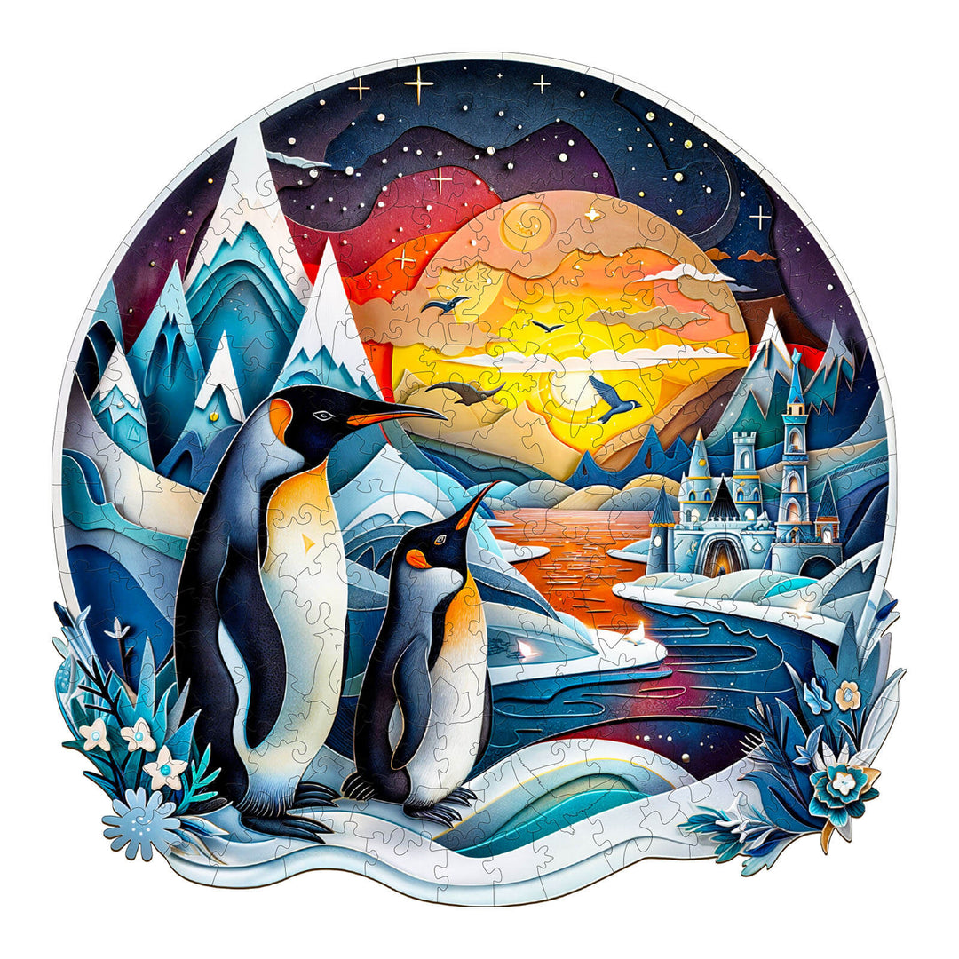 3D Pinguin-Familie Holzpuzzle