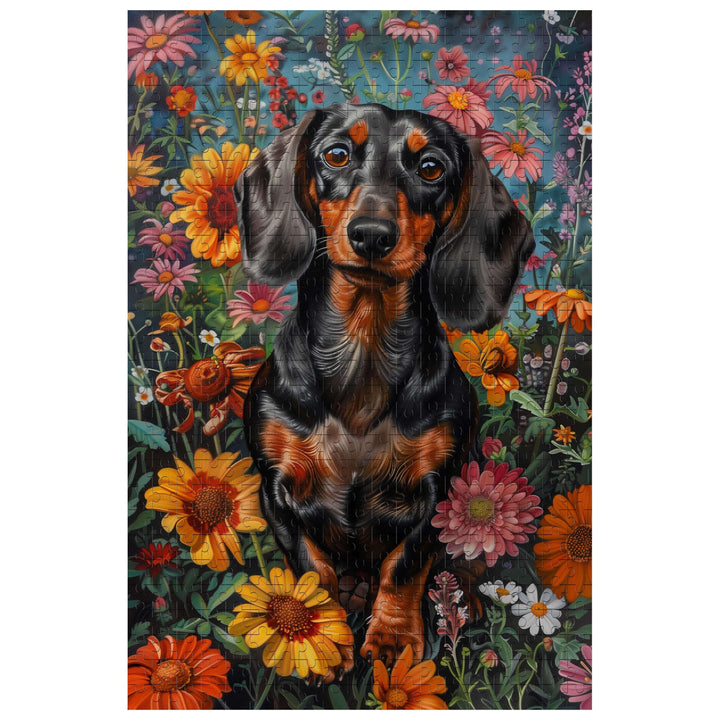 Dachshund in flowers 500 / 1000 Piece Puzzle - Woodbests
