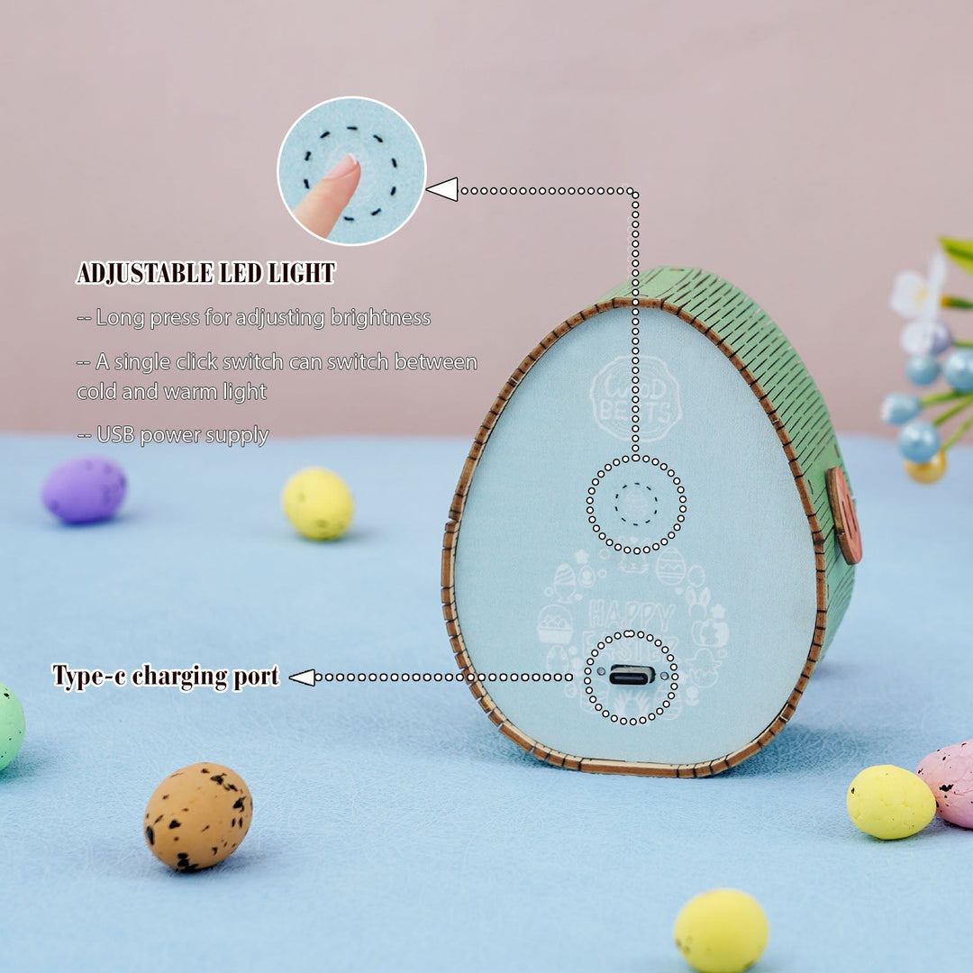 Osterhase mit Eiern - 3D Holz Nachtlicht Bausatz