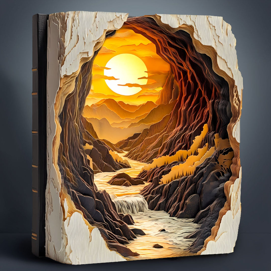 3D Sunset in a Book Wooden Jigsaw Puzzle - Woodbests