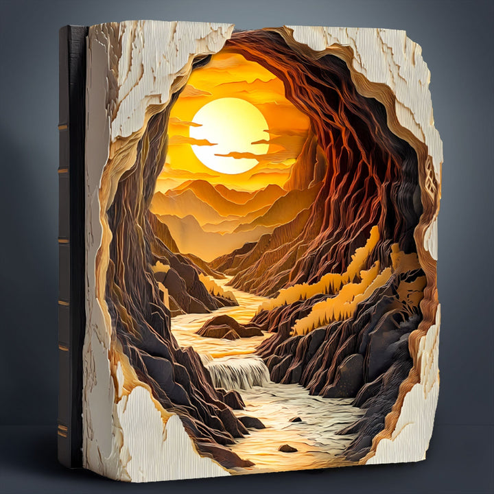 3D Sunset in a Book Wooden Jigsaw Puzzle - Woodbests