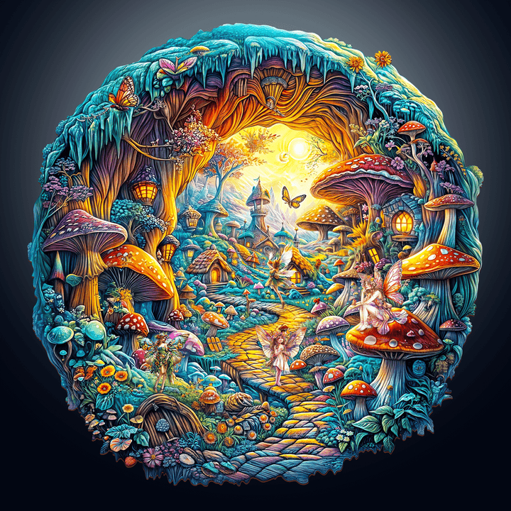 3D Mushroom Village Wooden Jigsaw Puzzle - By Woodbests