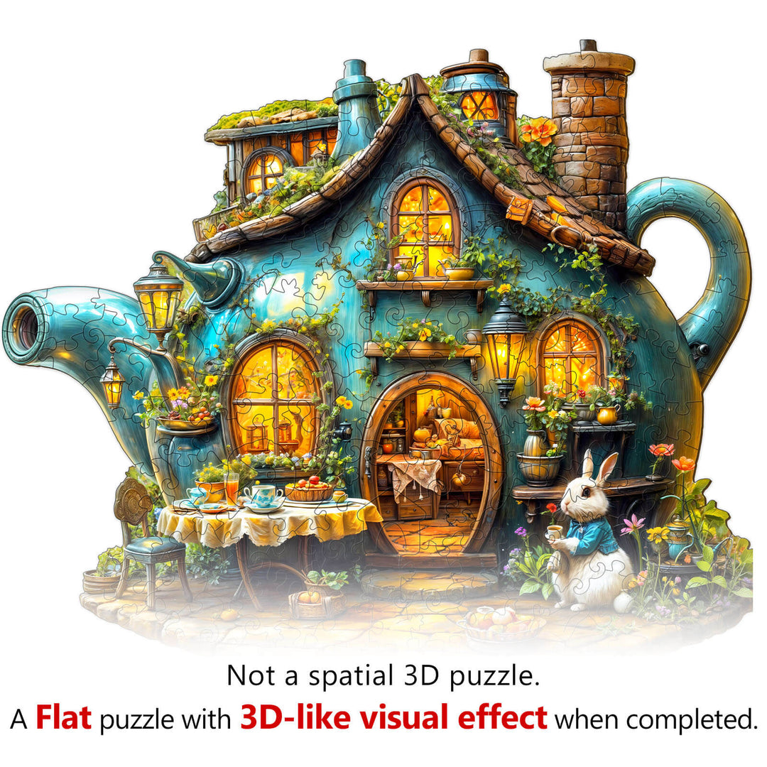 Hasen-Teekanne Holzpuzzle