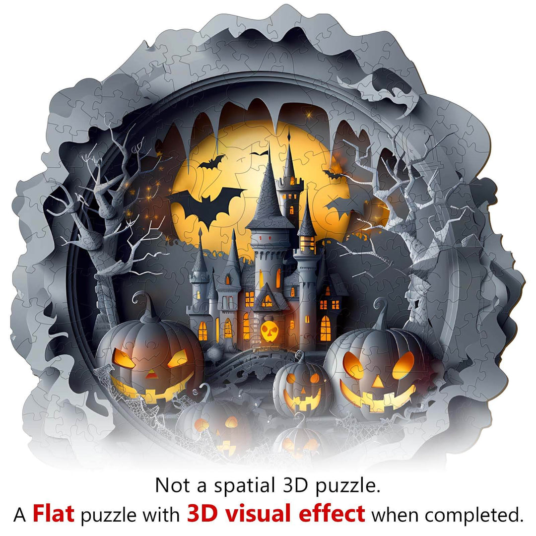 3D Halloween Castle-1 Wooden Jigsaw Puzzle - Woodbests