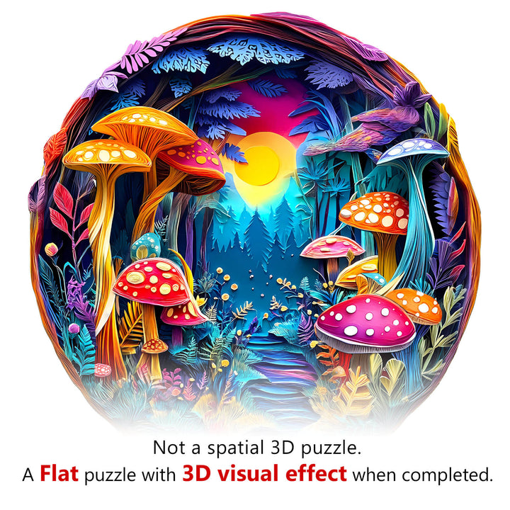 3D Colorful Paper Sculpture Mushroom Wooden Jigsaw Puzzle - By Woodbests